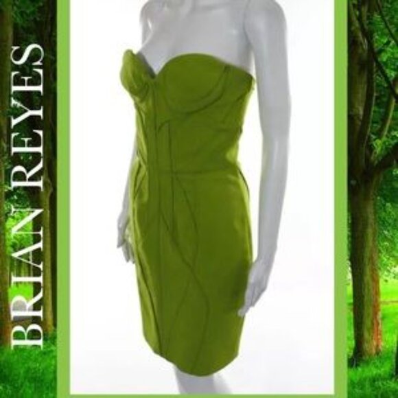 BRIAN REYES Chic Kelly Green Structured Line Dress - Picture 4 of 5